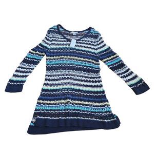 Christopher & banks womens Sz L multicolor crochet swim cover up tunic dress